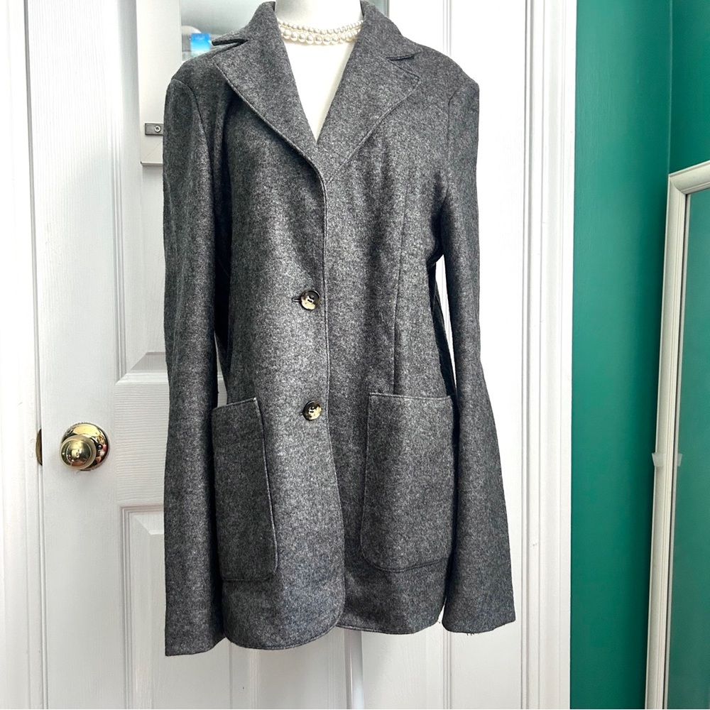 Faherty Gray Wool Blend Longline Blazer Coat S